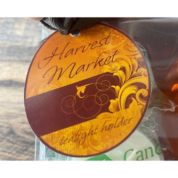 DecoGLOW Pumpkin Glass Tea Light Candle Set With Candles & Decorative Ribbon - Picture 3 of 9